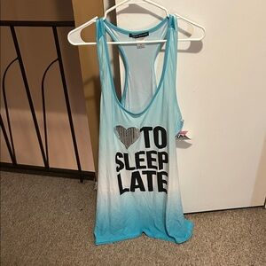 Blue Sleeveless Graphic Tank Top